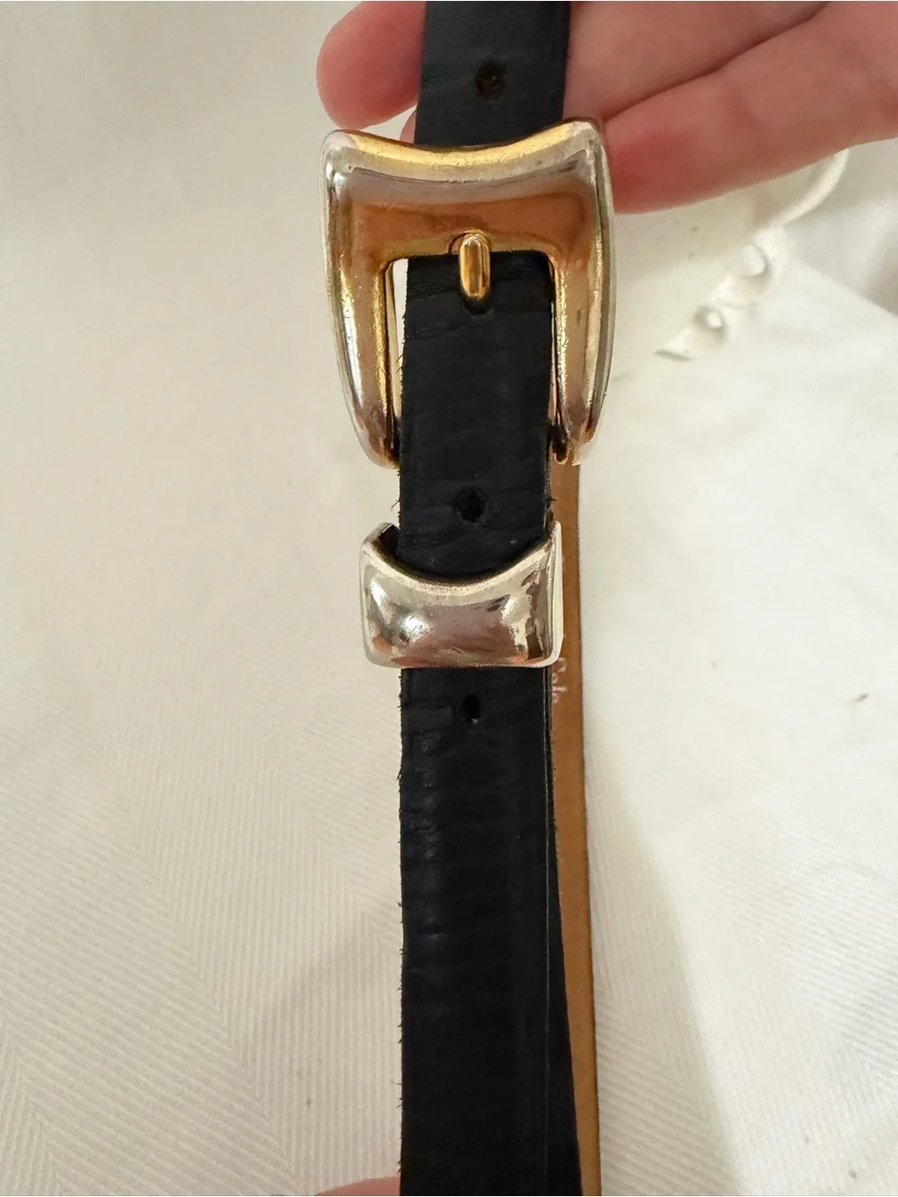 Kenneth Cole New York Genuine Leather Belt Gold Buckle S